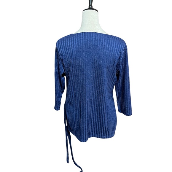 Vintage Vue Point by Jordan Blue long Sleeve w Belt Size L Women’s Blouse - Picture 3 of 5